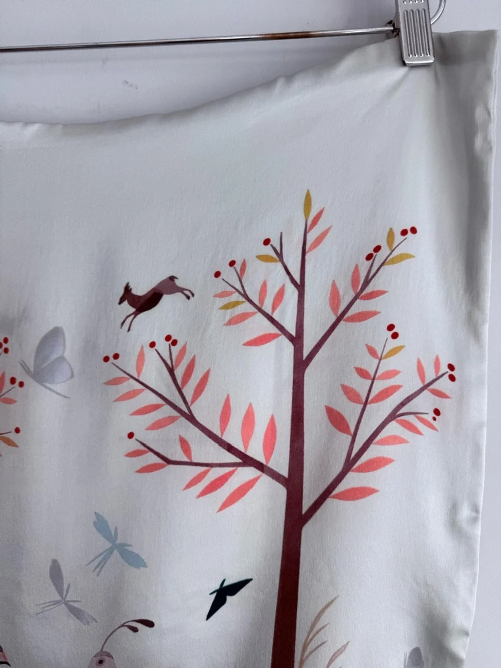 West Elm Silk Pillow Cover 20x20 Nature Print Bird Tree Minimalist Boho Decor